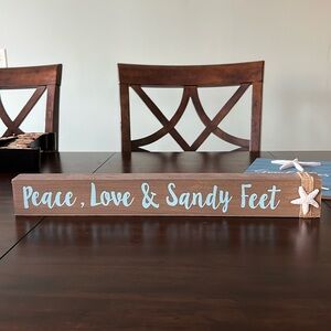 Wooden beach sign standalone or wall hand starfish accents